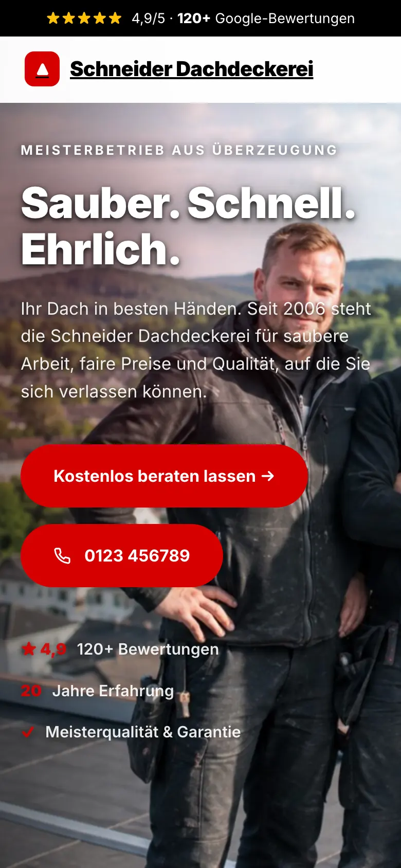 Website-Beispiel einer Dachdeckerei