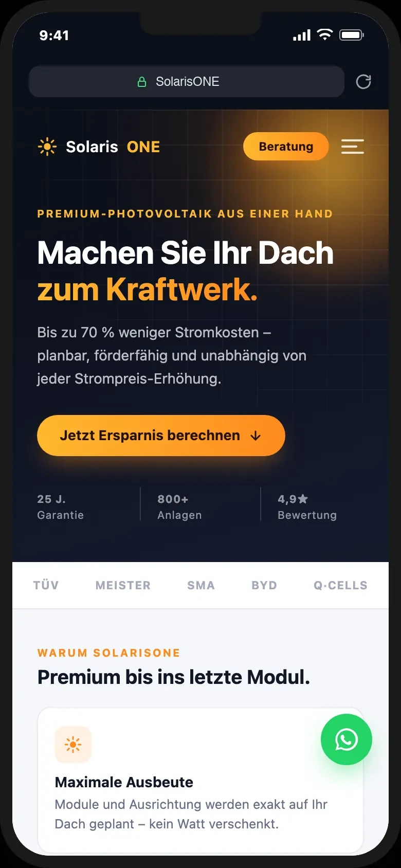 Website-Beispiel aus der Photovoltaik