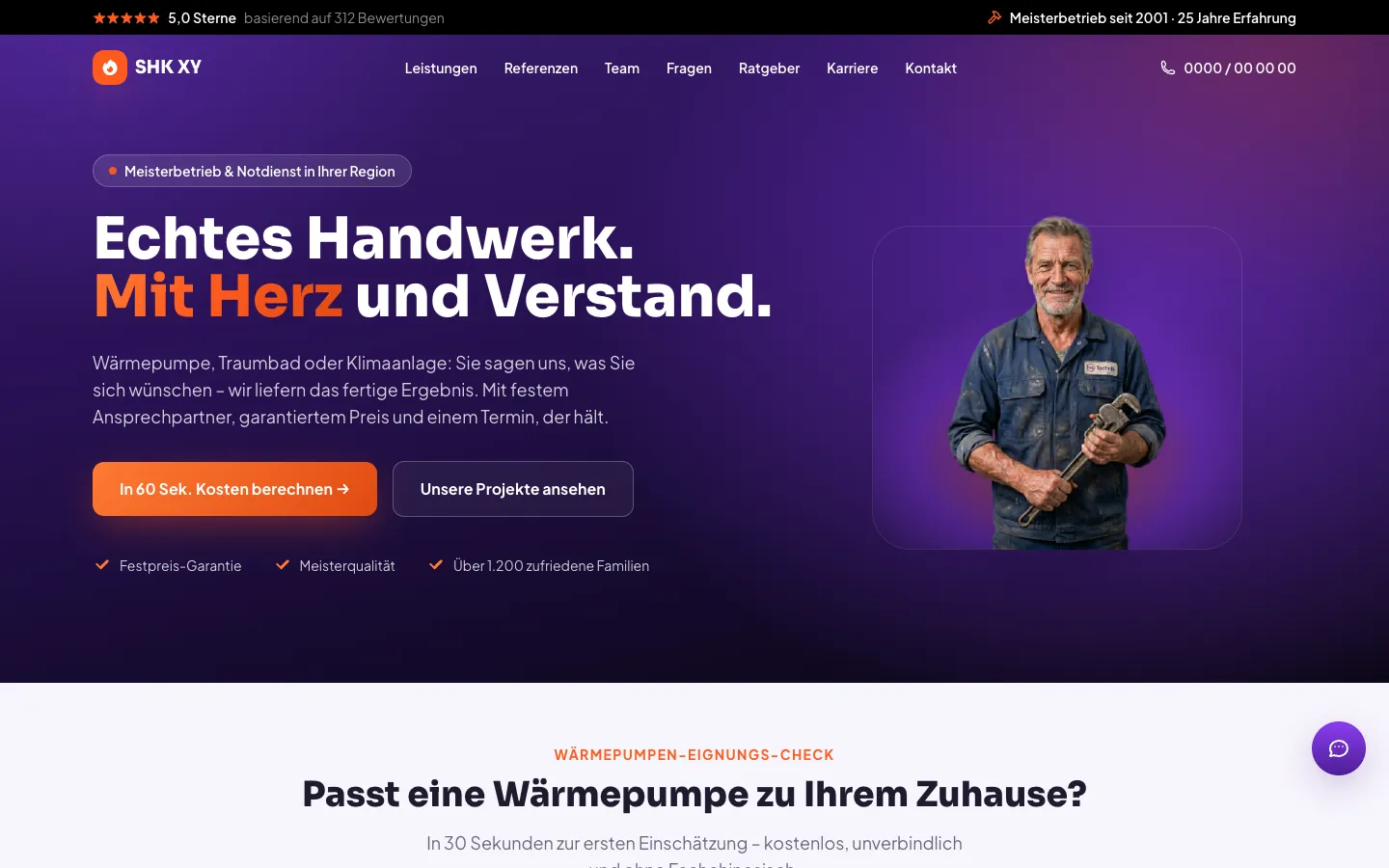 Website-Beispiel für Heizung, Bad und Klima