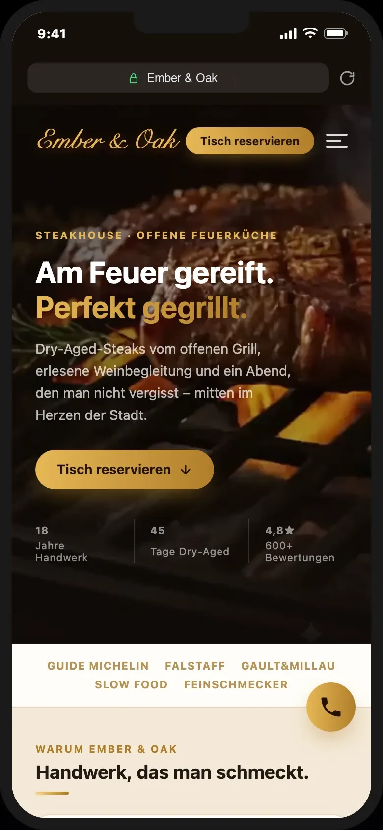 Website-Beispiel aus der Gastronomie